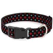 Plastic Clip Collar - Vinyl Records 2-Stripe Red/Black/Gray Plastic Clip Collars Buckle-Down