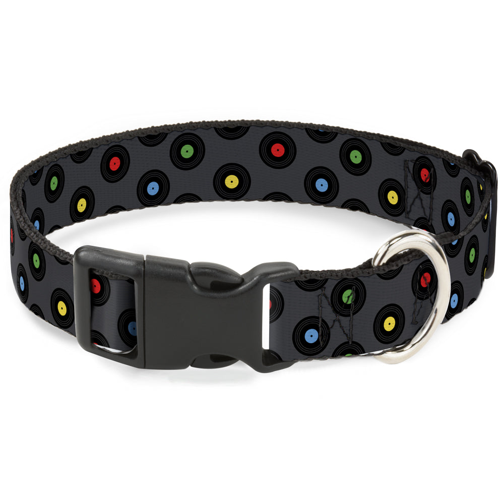 Plastic Clip Collar - Vinyl Records Gray/Black/Mutli Color Plastic Clip Collars Buckle-Down