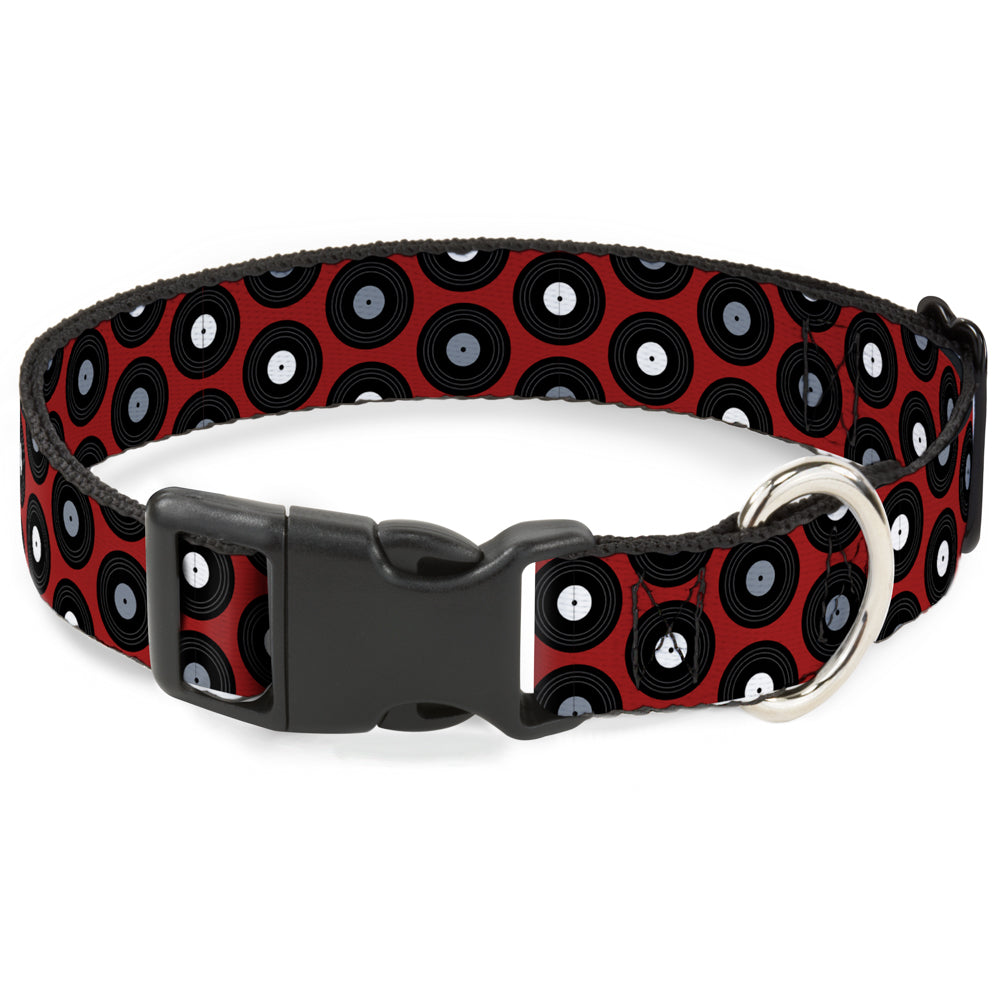 Plastic Clip Collar - Vinyl Records Red/Black/Gray/White Plastic Clip Collars Buckle-Down