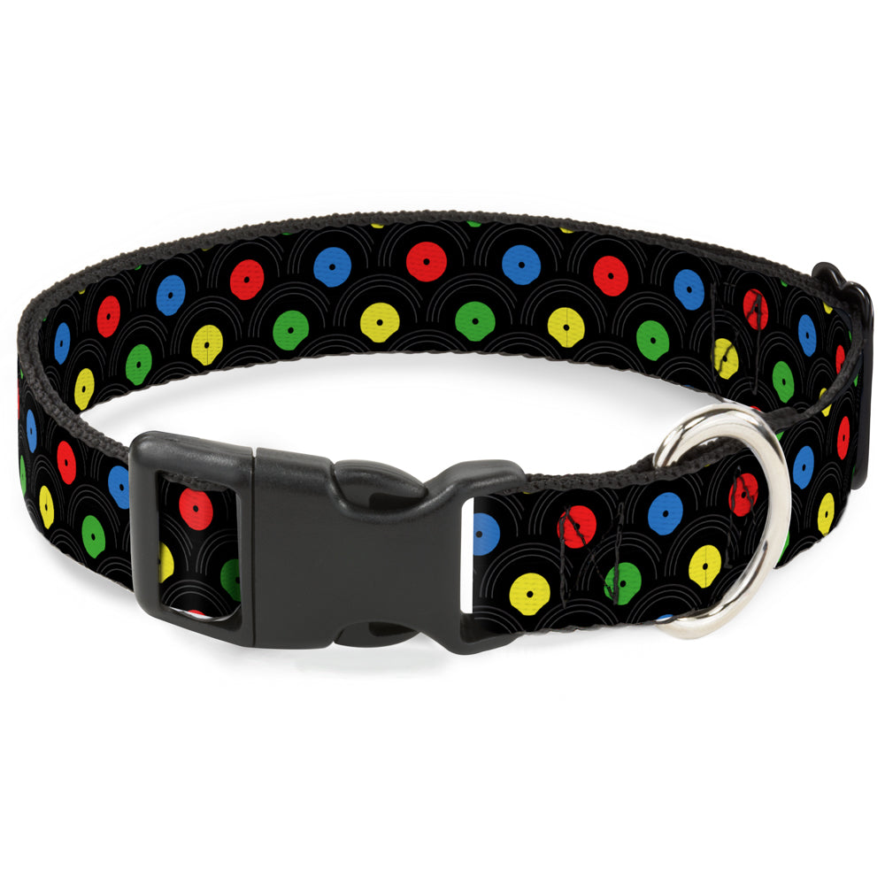 Plastic Clip Collar - Vinyl Records Stacked Black/Gray/Multi Color Plastic Clip Collars Buckle-Down