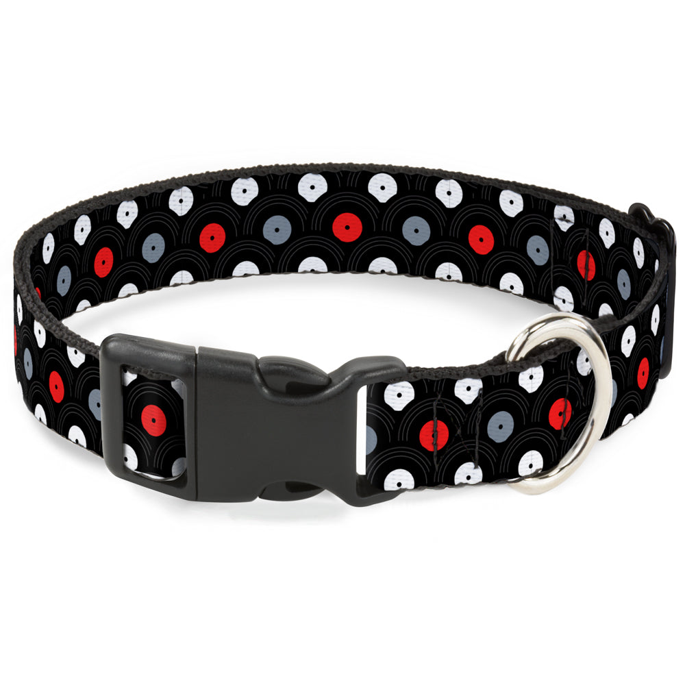 Plastic Clip Collar - Vinyl Records Stacked Black/Gray/Red/White Plastic Clip Collars Buckle-Down