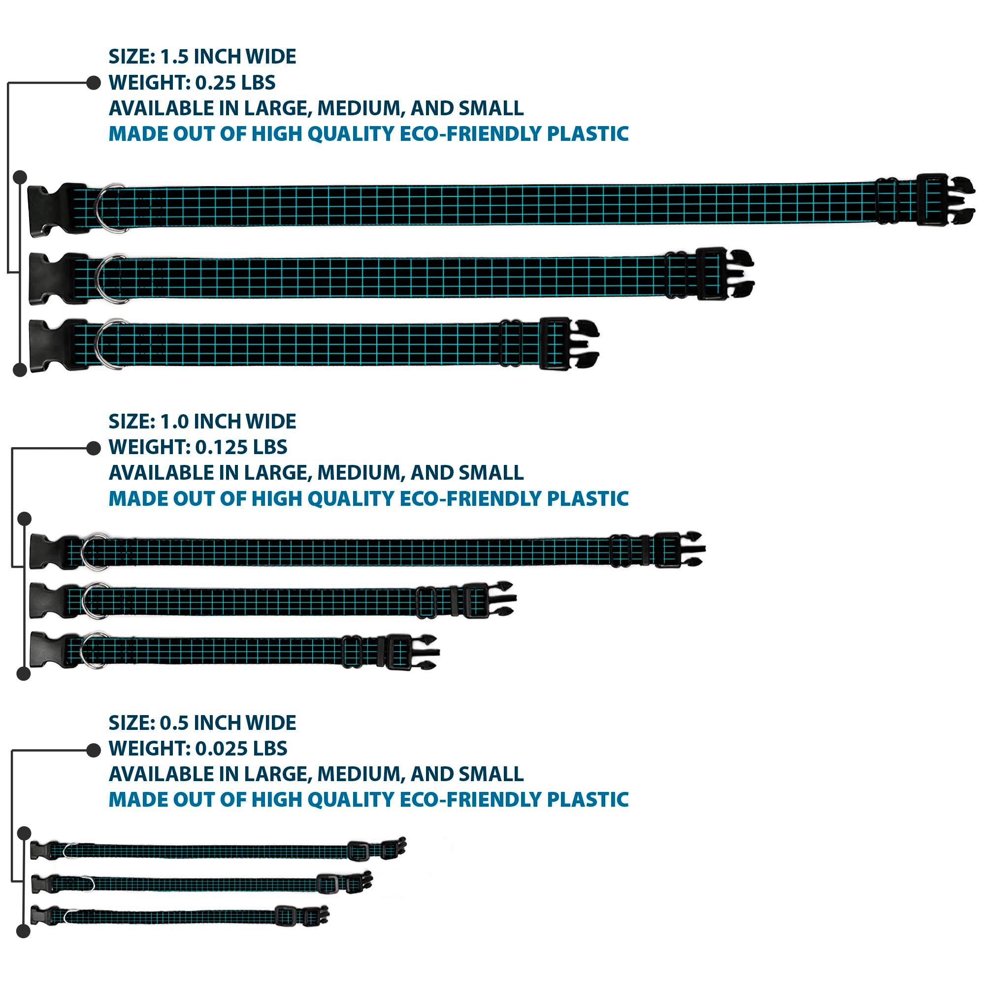 Plastic Clip Collar - Wire Grid Black/Blue Plastic Clip Collars Buckle-Down