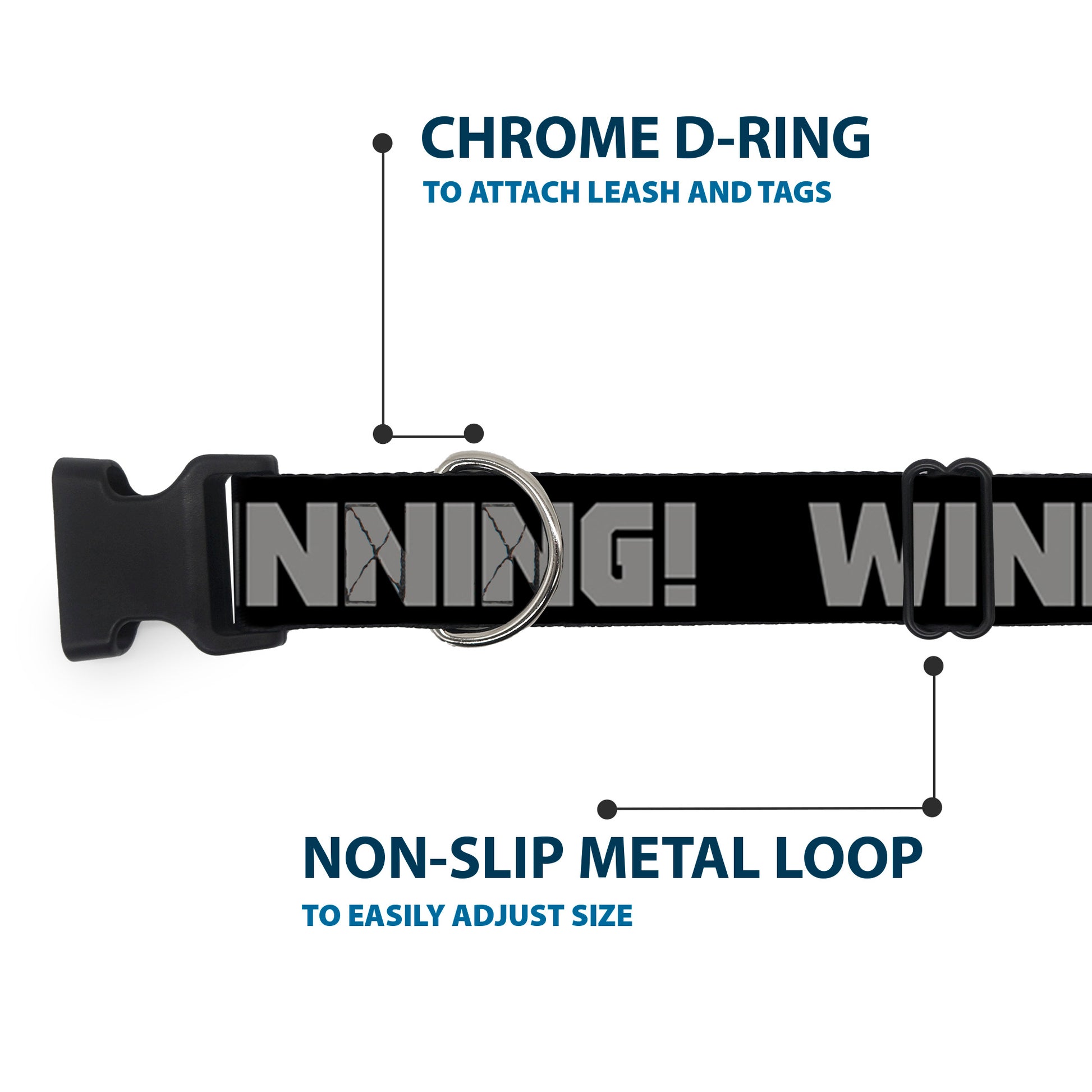 Plastic Clip Collar - WINNING! Black/Gray Plastic Clip Collars Buckle-Down