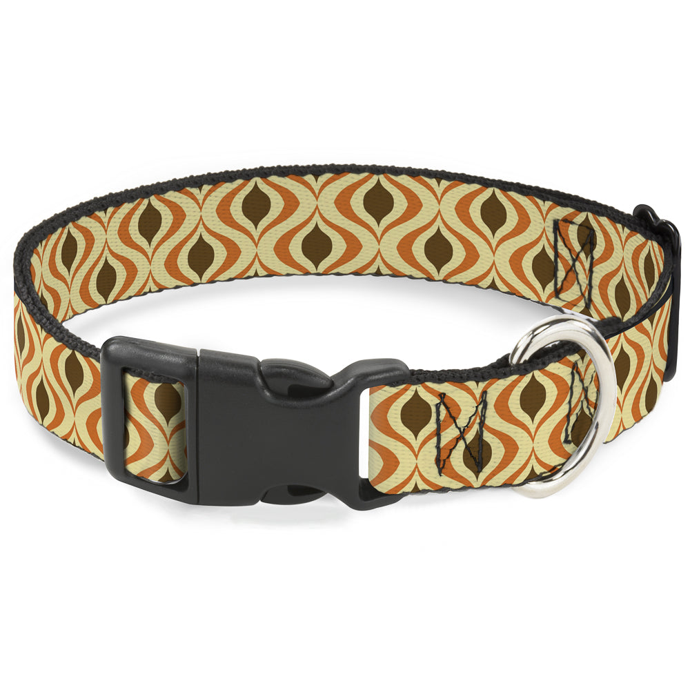 Plastic Clip Collar - Wallpaper1 Ogee Tan/Orange/Brown Plastic Clip Collars Buckle-Down