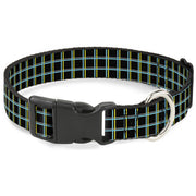 Plastic Clip Collar - Wire Grid Black/Turquoise/Yellow Plastic Clip Collars Buckle-Down