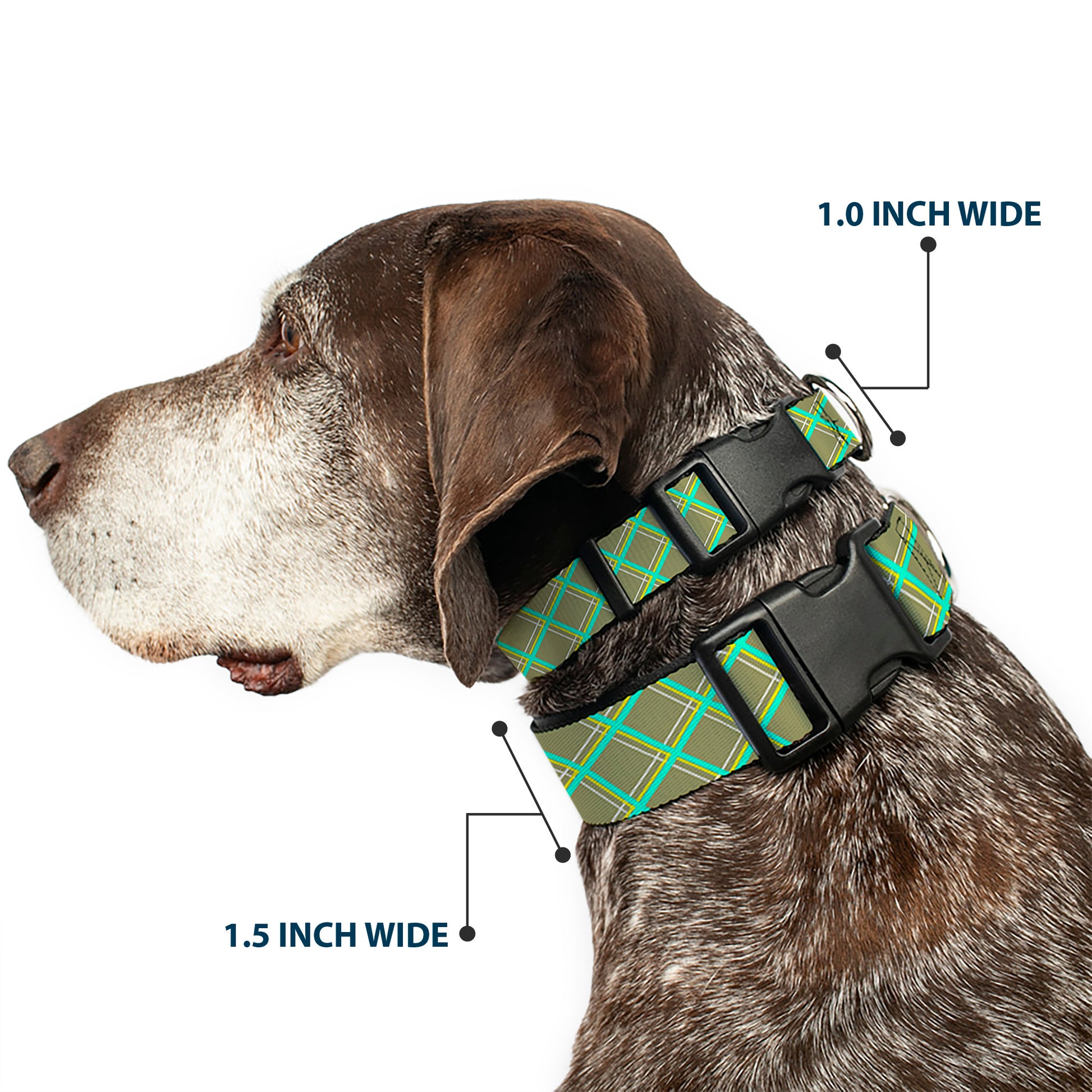 Plastic Clip Collar - Wire Grid Tan/Green/Yellow Plastic Clip Collars Buckle-Down