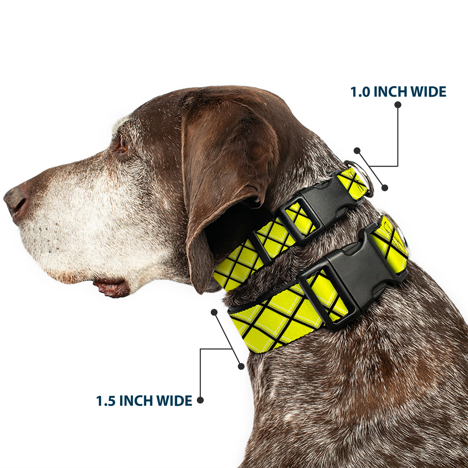 Plastic Clip Collar - Wire Grid Yellow/Black/Gray Plastic Clip Collars Buckle-Down