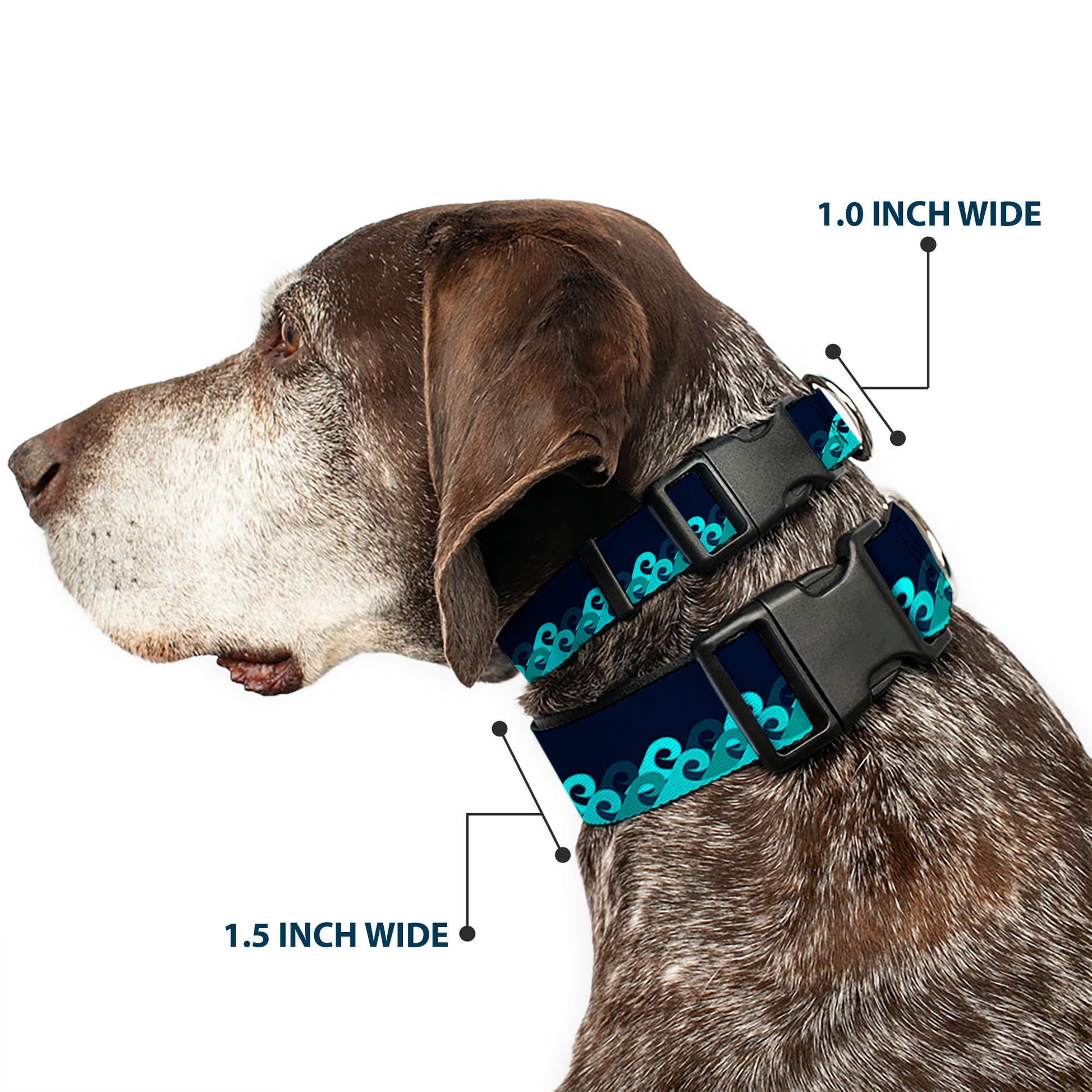 Plastic Clip Collar - Waves Navy/Blue Shades Plastic Clip Collars Buckle-Down