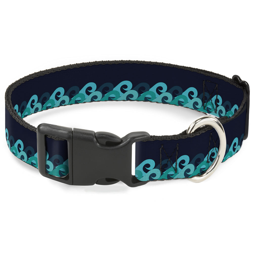 Plastic Clip Collar - Waves Navy/Blue Shades Plastic Clip Collars Buckle-Down