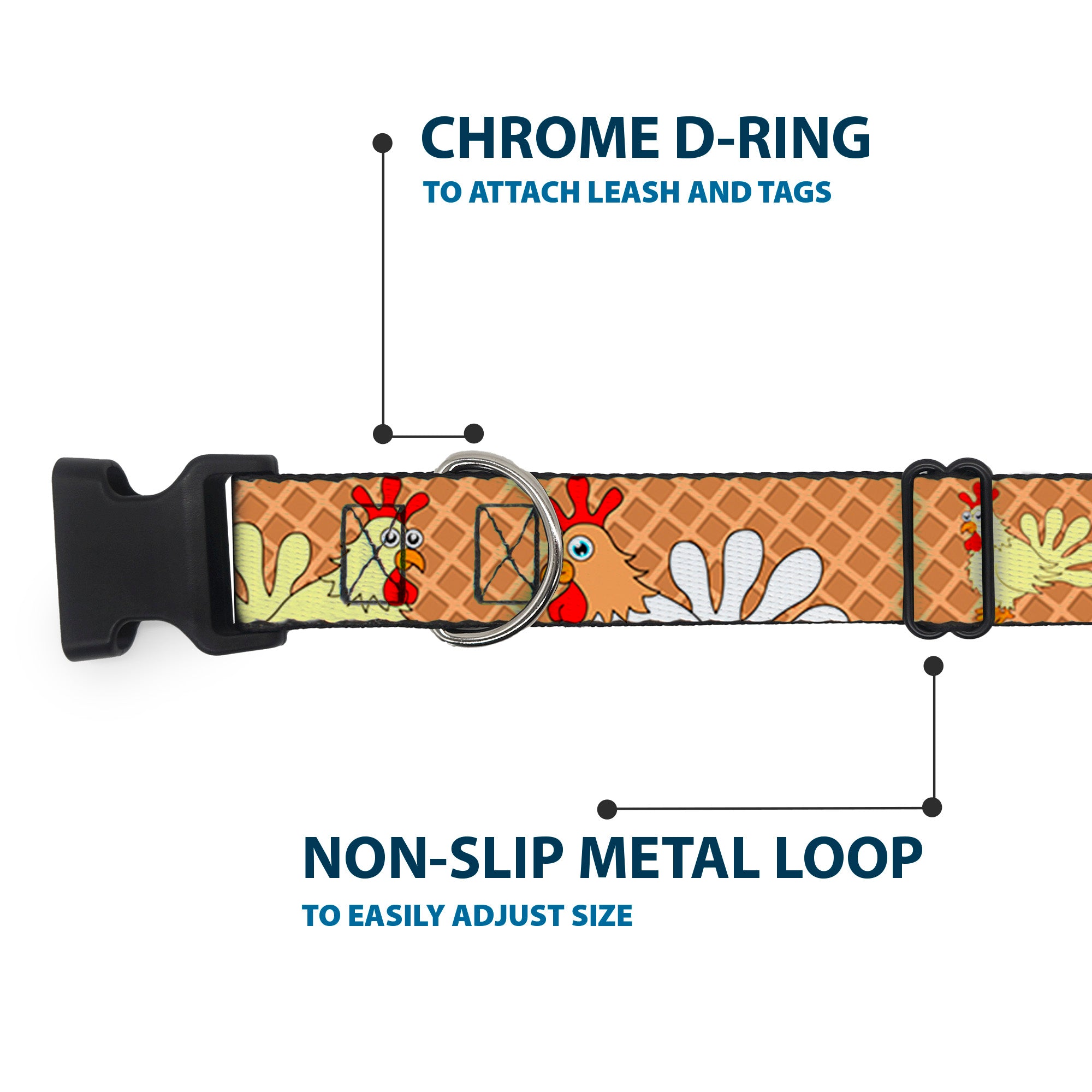 Plastic Clip Collar - Waffle/Chicken Poses Plastic Clip Collars Buckle-Down