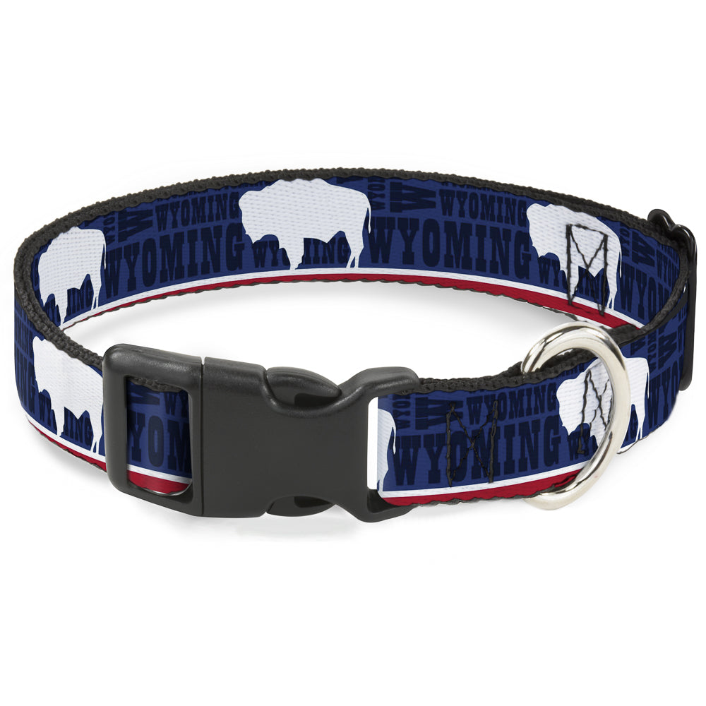 Plastic Clip Collar - Wyoming Flags/WYOMING Typography Plastic Clip Collars Buckle-Down