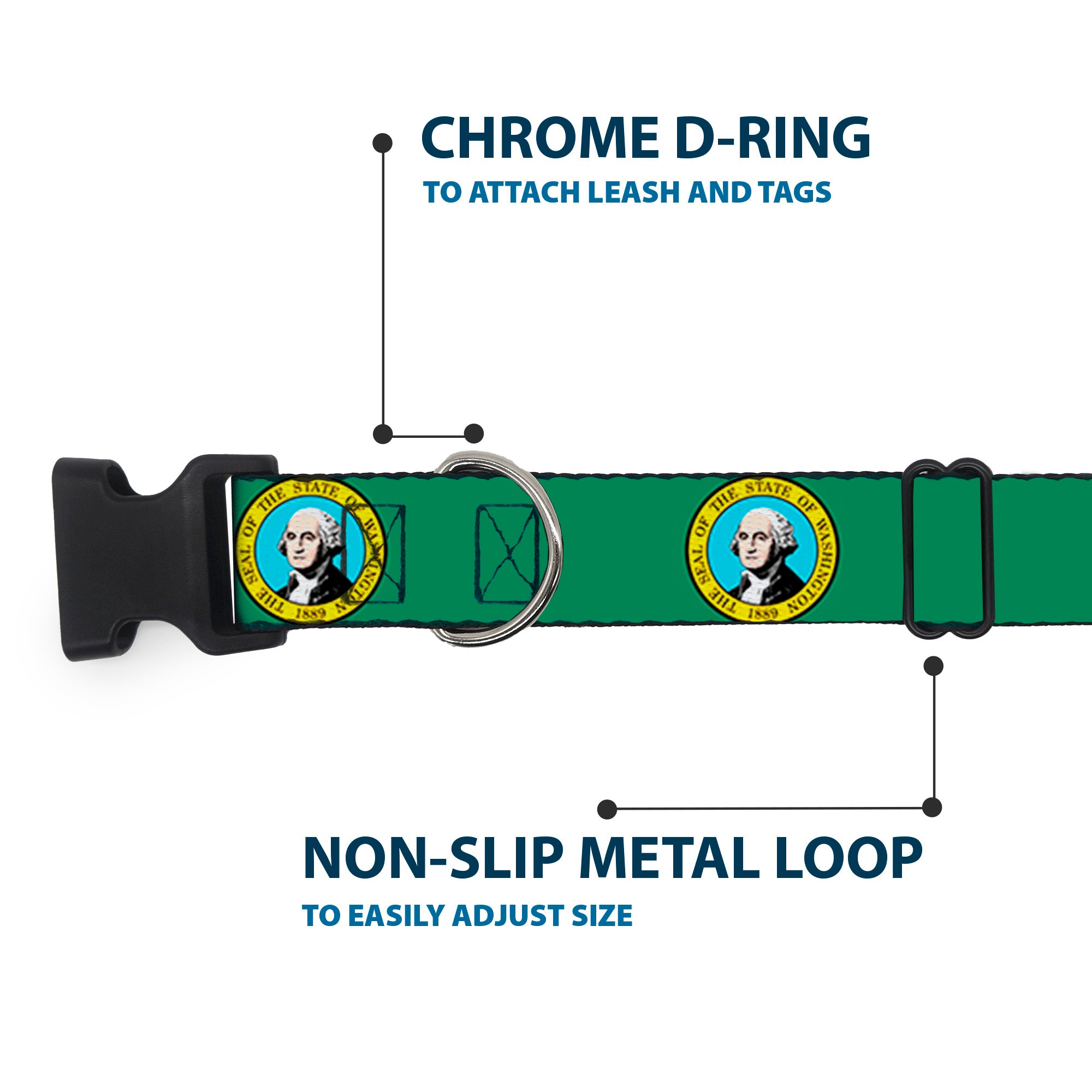 Plastic Clip Collar - Washington Flag Plastic Clip Collars Buckle-Down