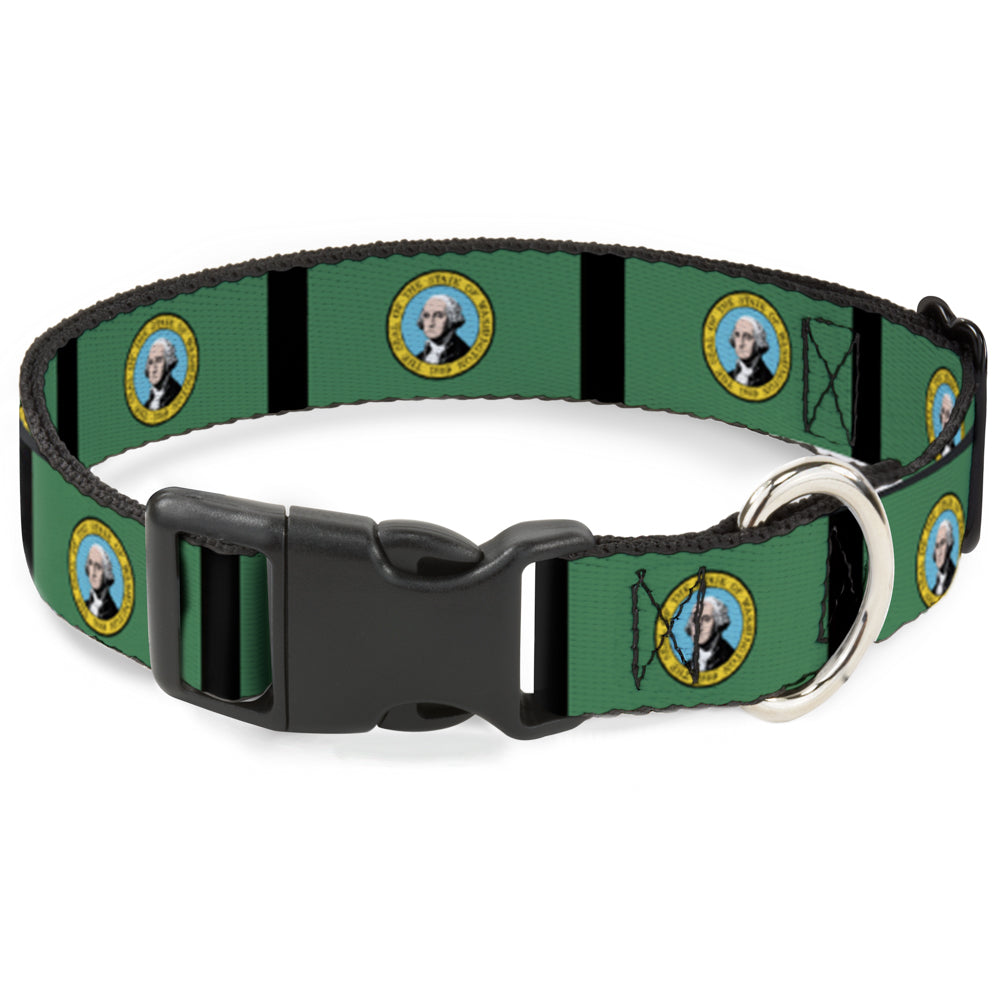 Plastic Clip Collar - Washington Flags/Black Plastic Clip Collars Buckle-Down
