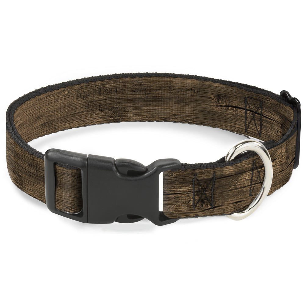Plastic Clip Collar - Wood Grain3 Horizontal Brown Plastic Clip Collars Buckle-Down