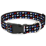 Plastic Clip Collar - Whales Navy/Red/White/Blue Plastic Clip Collars Buckle-Down