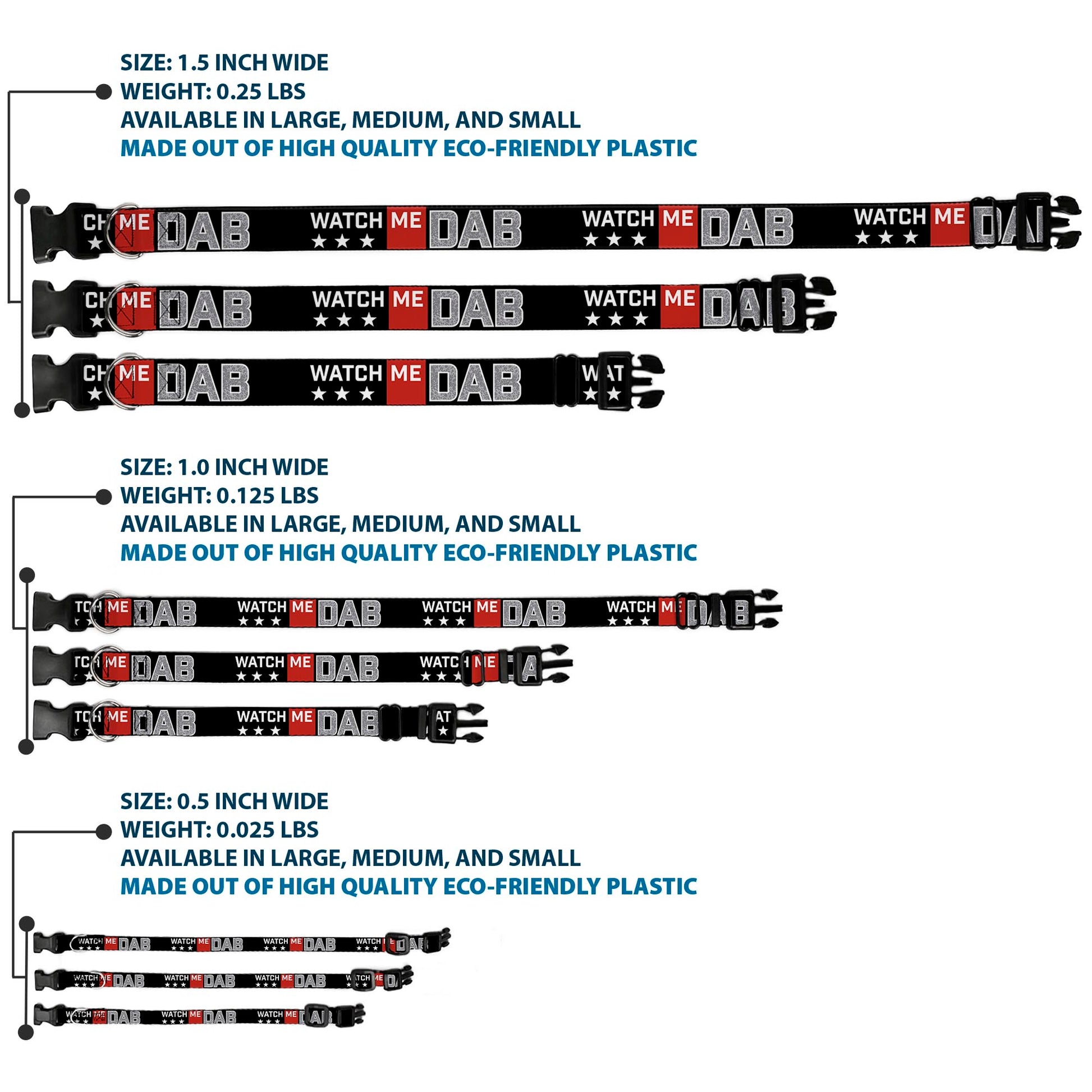 Plastic Clip Collar - WATCH ME DAB/Stars Black/Red/White/Crackle Gray Plastic Clip Collars Buckle-Down