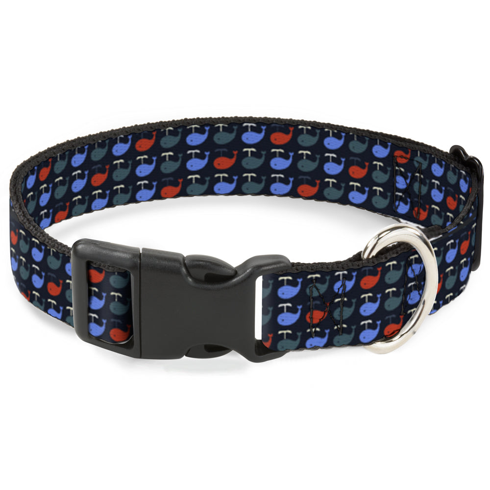 Plastic Clip Collar - Whales Navy/Green/Blue/Red Plastic Clip Collars Buckle-Down