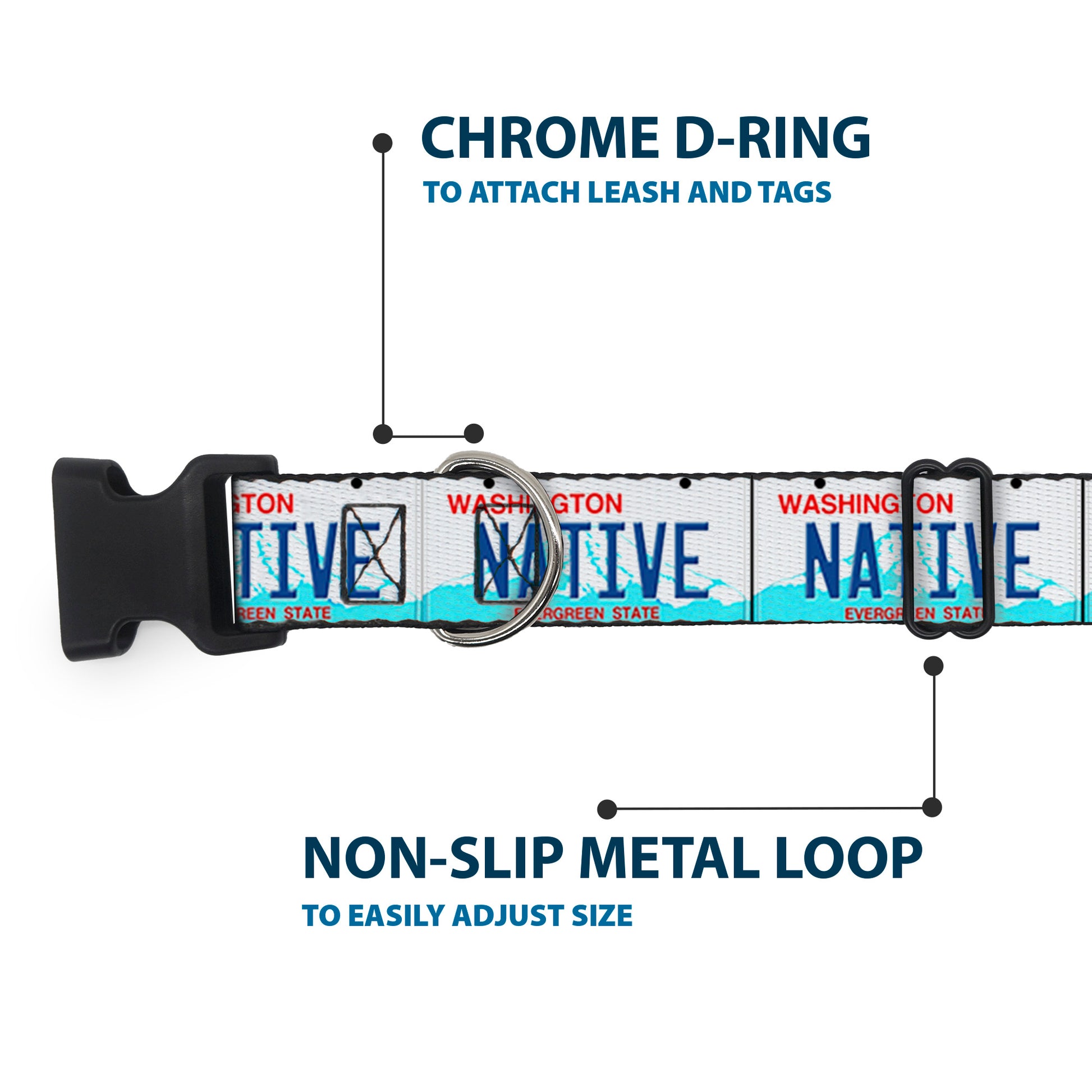 Plastic Clip Collar - Washington License Plate NATIVE Plastic Clip Collars Buckle-Down