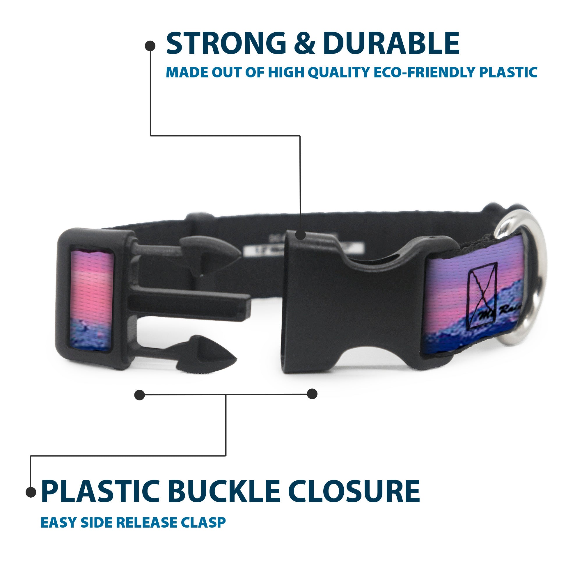 Plastic Clip Collar - Washington MT. RAINIER Sunset Landscape Plastic Clip Collars Buckle-Down