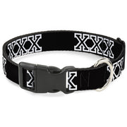 Buckle-Down Plastic Buckle Dog Collar - XXX Black/White Plastic Clip Collars Buckle-Down