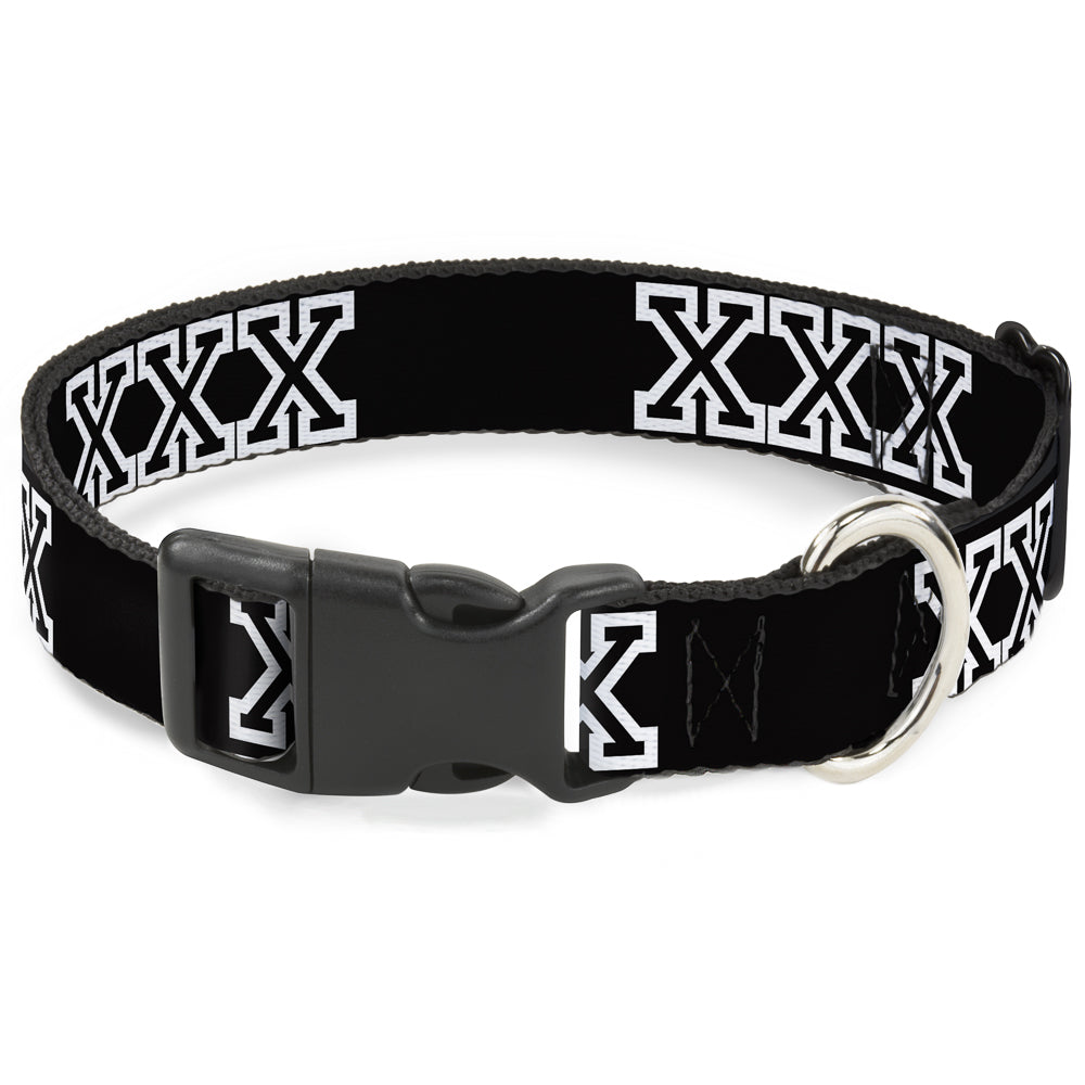 Buckle-Down Plastic Buckle Dog Collar - XXX Black/White Plastic Clip Collars Buckle-Down