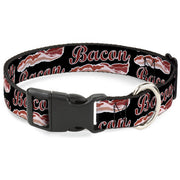 Plastic Clip Collar - BACON Baseball Script Plastic Clip Collars Buckle-Down