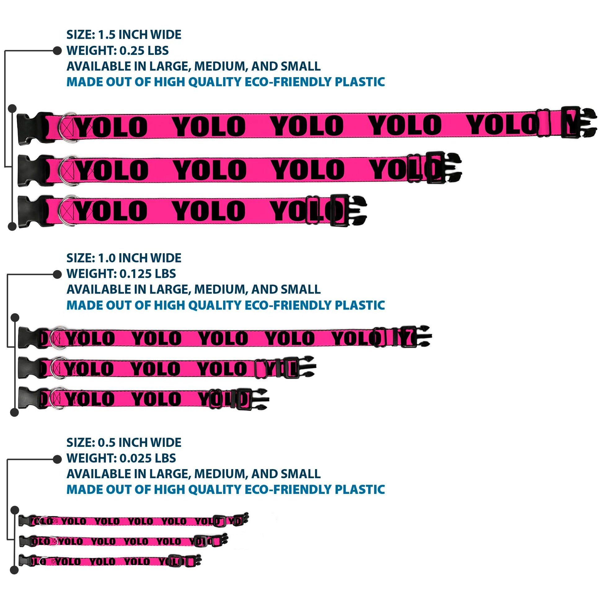 Plastic Clip Collar - YOLO Pink/Black Plastic Clip Collars Buckle-Down