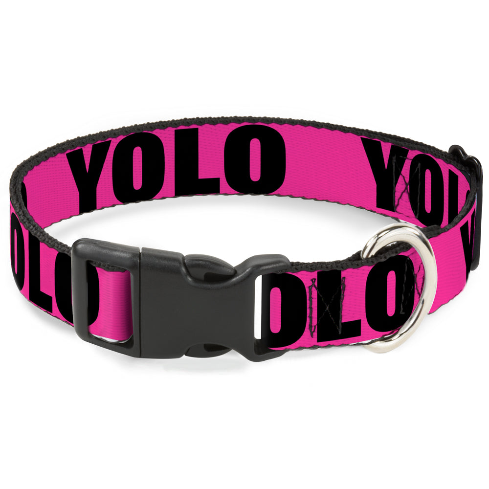 Plastic Clip Collar - YOLO Pink/Black Plastic Clip Collars Buckle-Down