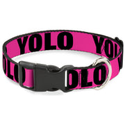 Plastic Clip Collar - YOLO Pink/Black Plastic Clip Collars Buckle-Down