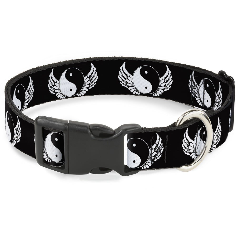 Plastic Clip Collar - Yin Yang w/Wings Black/White Plastic Clip Collars Buckle-Down
