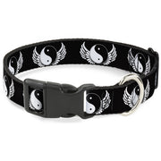 Plastic Clip Collar - Yin Yang w/Wings Black/White Plastic Clip Collars Buckle-Down