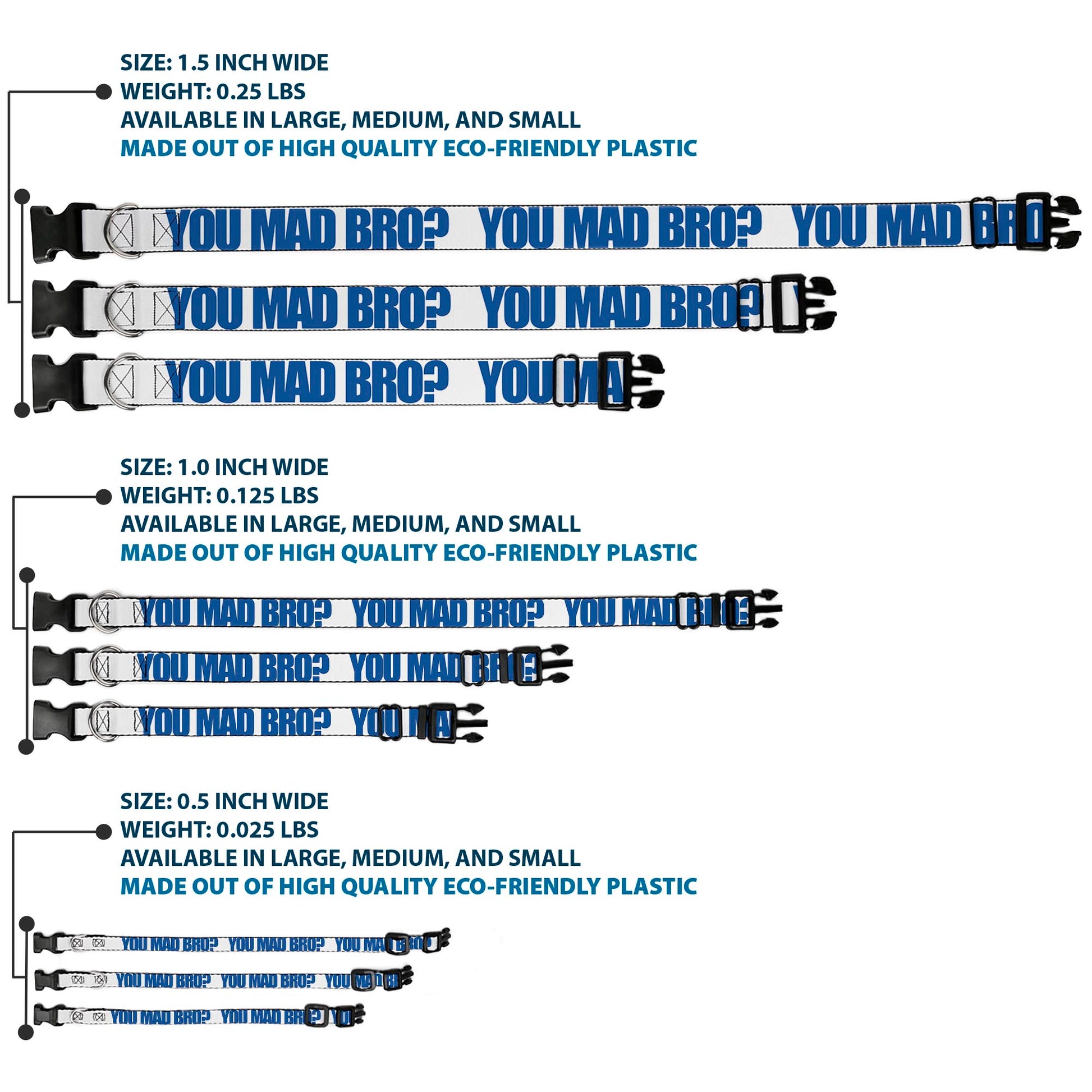 Plastic Clip Collar - YOU MAD BRO White/Royal Plastic Clip Collars Buckle-Down