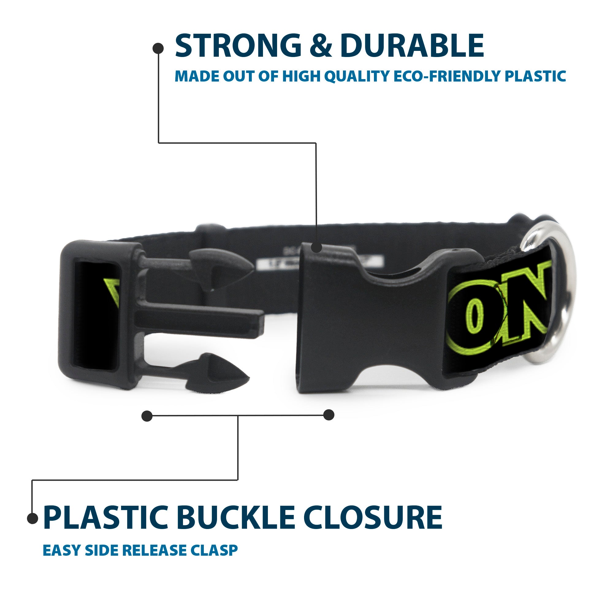 Plastic Clip Collar - YOU ONLY LIVE ONCE Black/Neon Green Plastic Clip Collars Buckle-Down