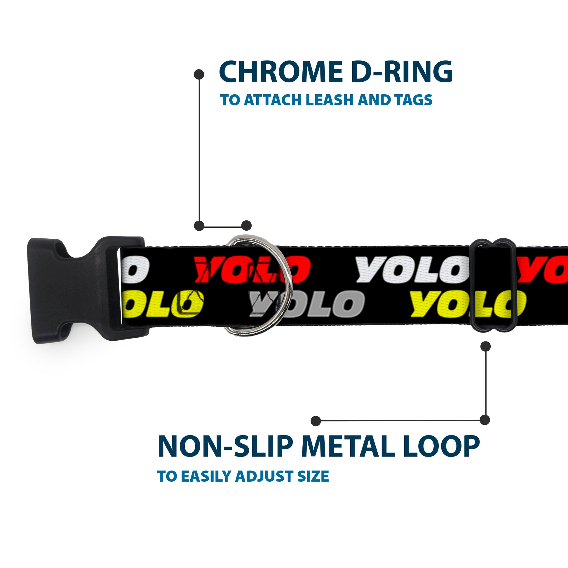 Plastic Clip Collar - YOLO2 Black/Red/White/Gray/Yellow Plastic Clip Collars Buckle-Down