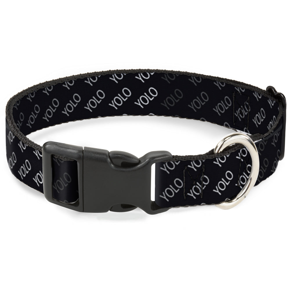 Plastic Clip Collar - YOLO Diagonal Black/Gray/White Plastic Clip Collars Buckle-Down