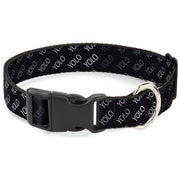 Plastic Clip Collar - YOLO Diagonal Black/Gray/White Plastic Clip Collars Buckle-Down