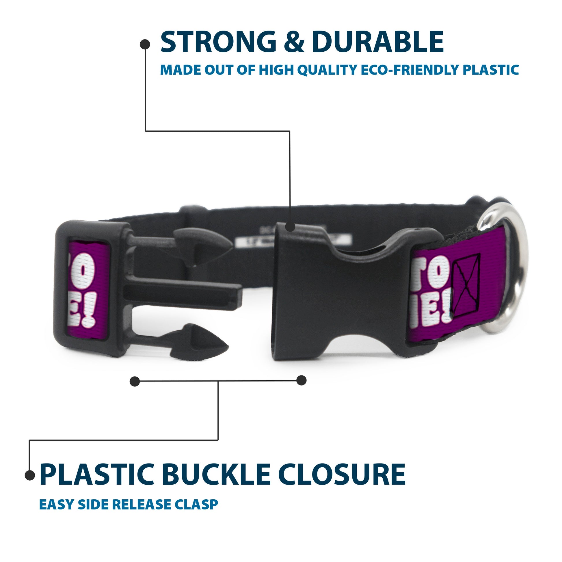 Plastic Clip Collar - YOU'VE GOT TO BE KIDDING ME! Purple/White Plastic Clip Collars Buckle-Down