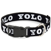 Plastic Clip Collar - YOLO Bold Black/White Plastic Clip Collars Buckle-Down