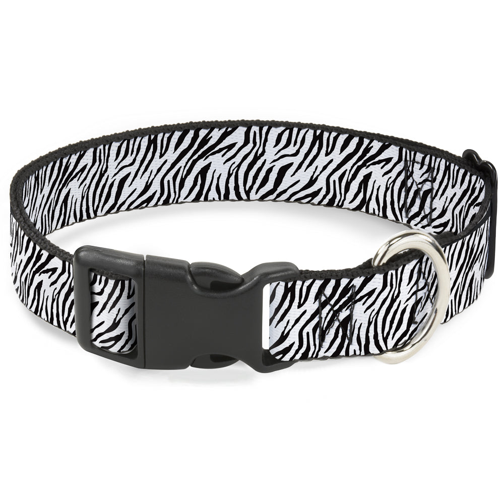 Plastic Clip Collar - Zebra 2 White Plastic Clip Collars Buckle-Down