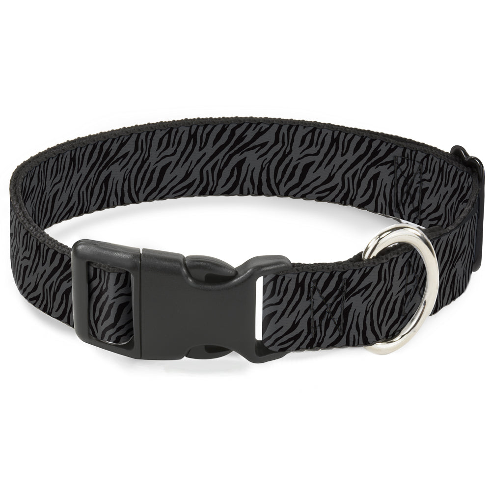 Plastic Clip Collar - Zebra 2 Black/Gray Plastic Clip Collars Buckle-Down