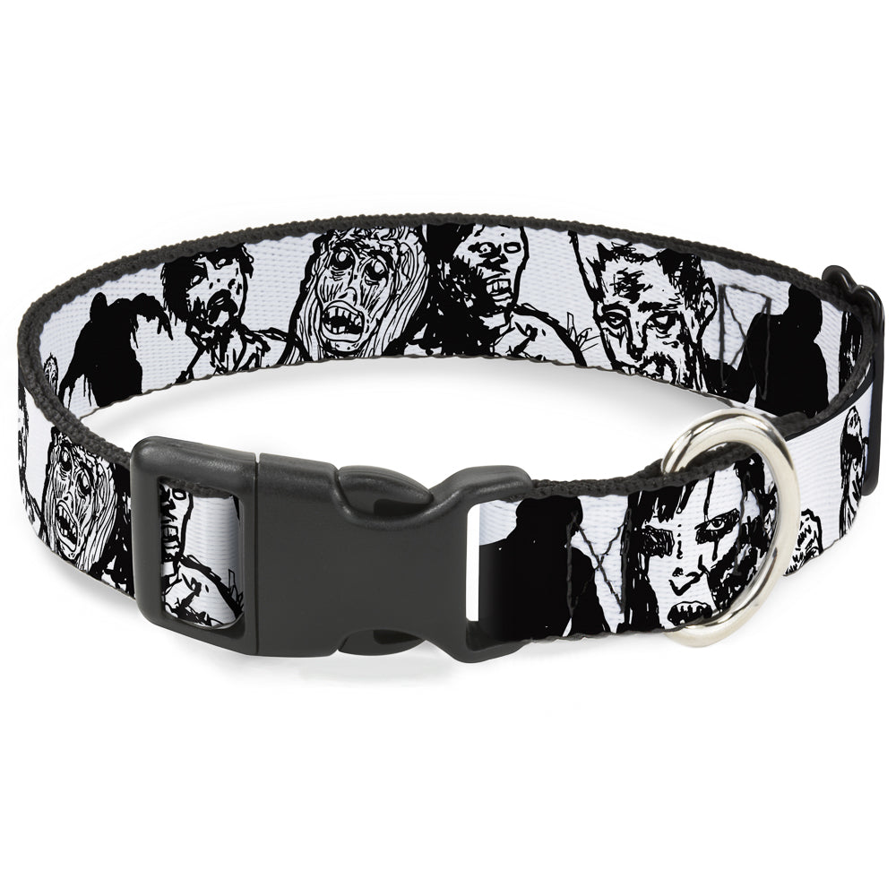 Plastic Clip Collar - Zombies White/Black Plastic Clip Collars Buckle-Down