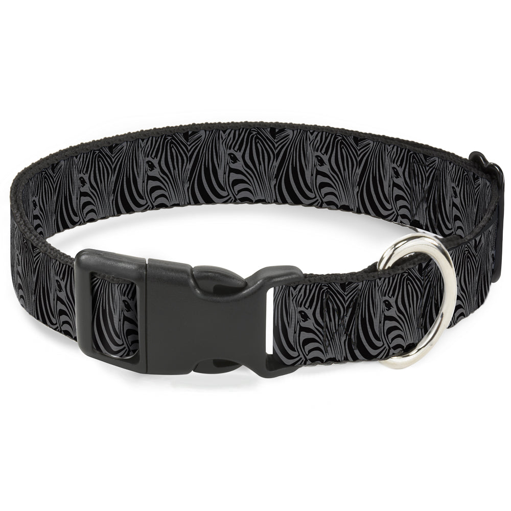 Plastic Clip Collar - Zebra Head Black/Gray Plastic Clip Collars Buckle-Down