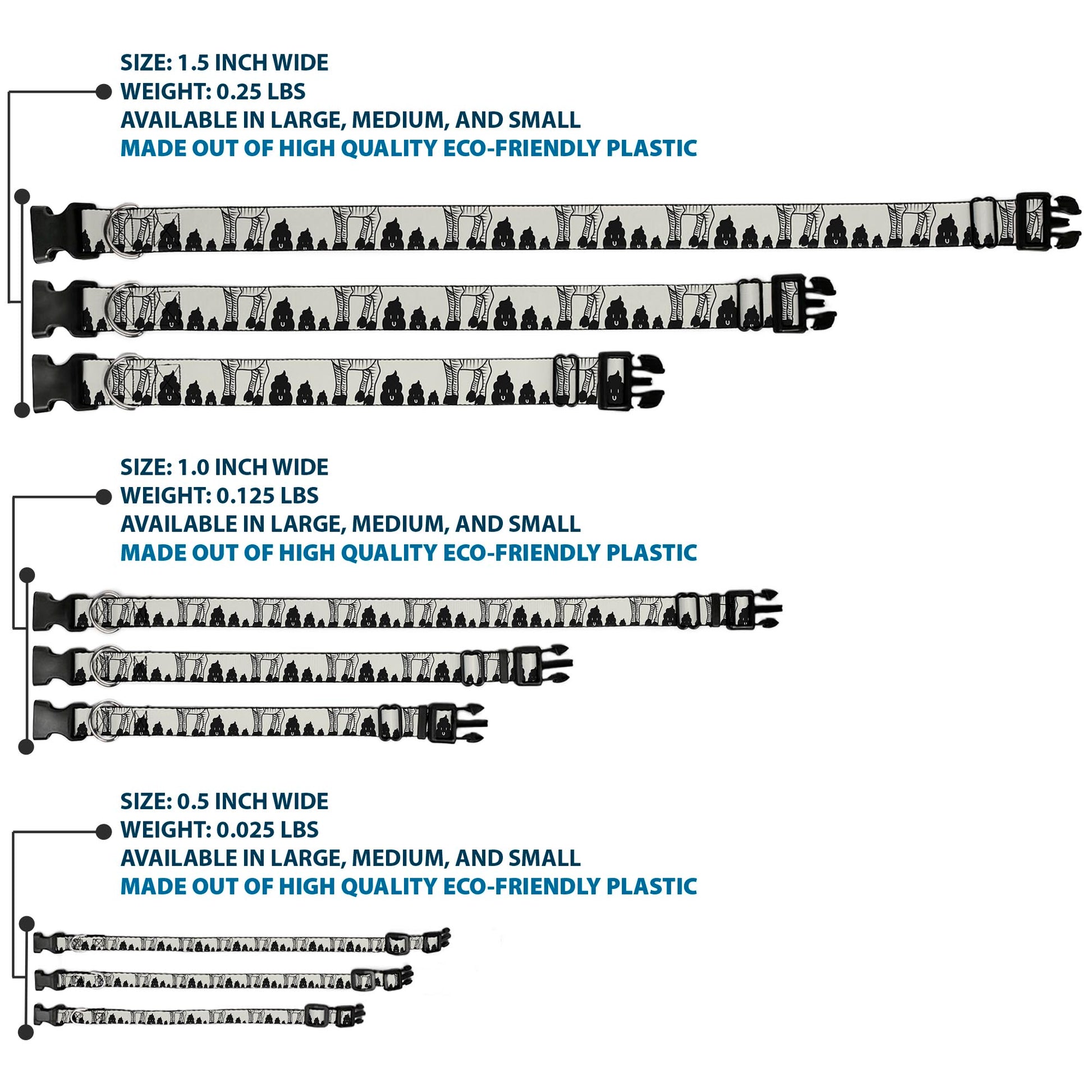 Plastic Clip Collar - Zebra Poops Off-White/Black Plastic Clip Collars Buckle-Down