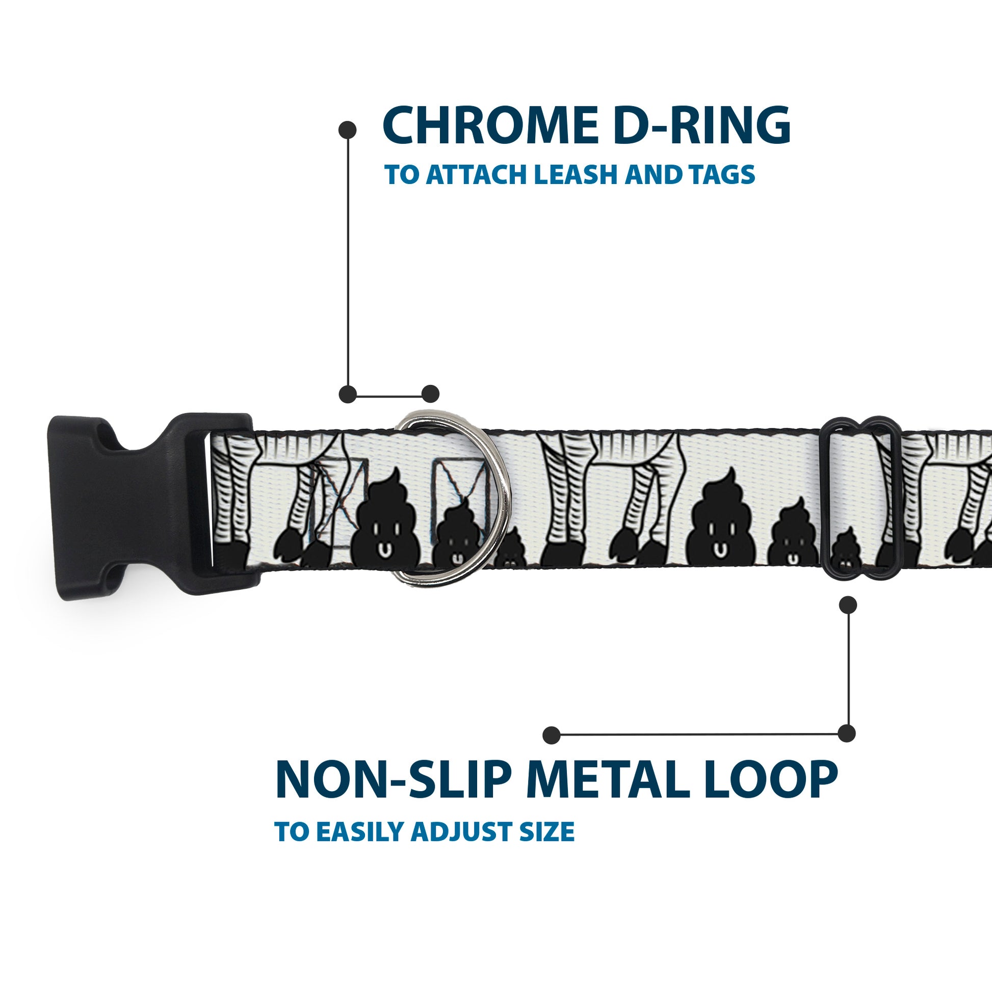 Plastic Clip Collar - Zebra Poops Off-White/Black Plastic Clip Collars Buckle-Down