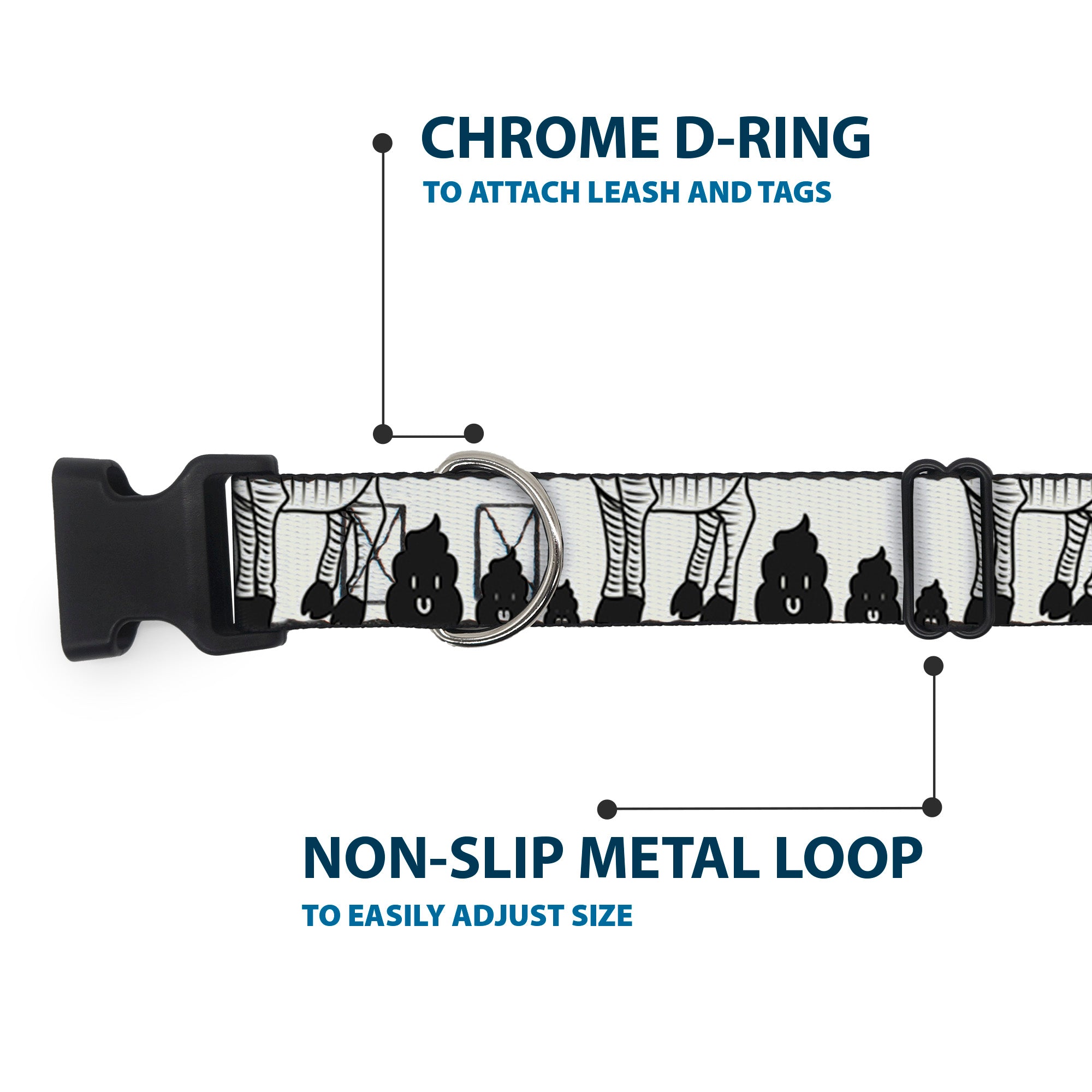 Plastic Clip Collar - Zebra Poops Off-White/Black Plastic Clip Collars Buckle-Down