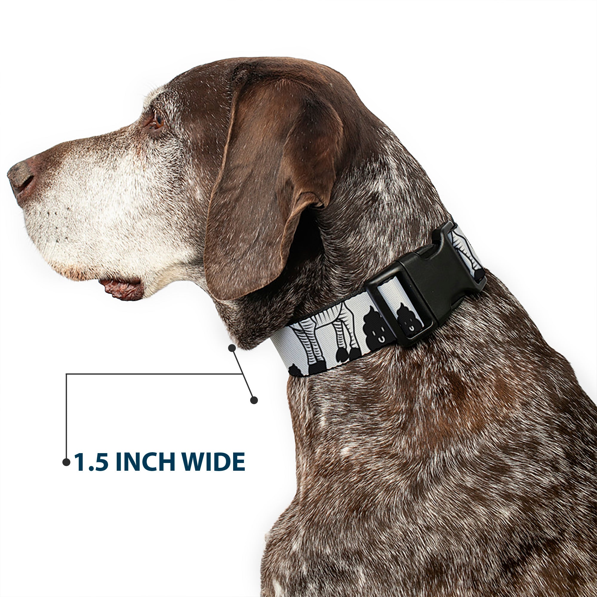 Plastic Clip Collar - Zebra Poops Off-White/Black Plastic Clip Collars Buckle-Down