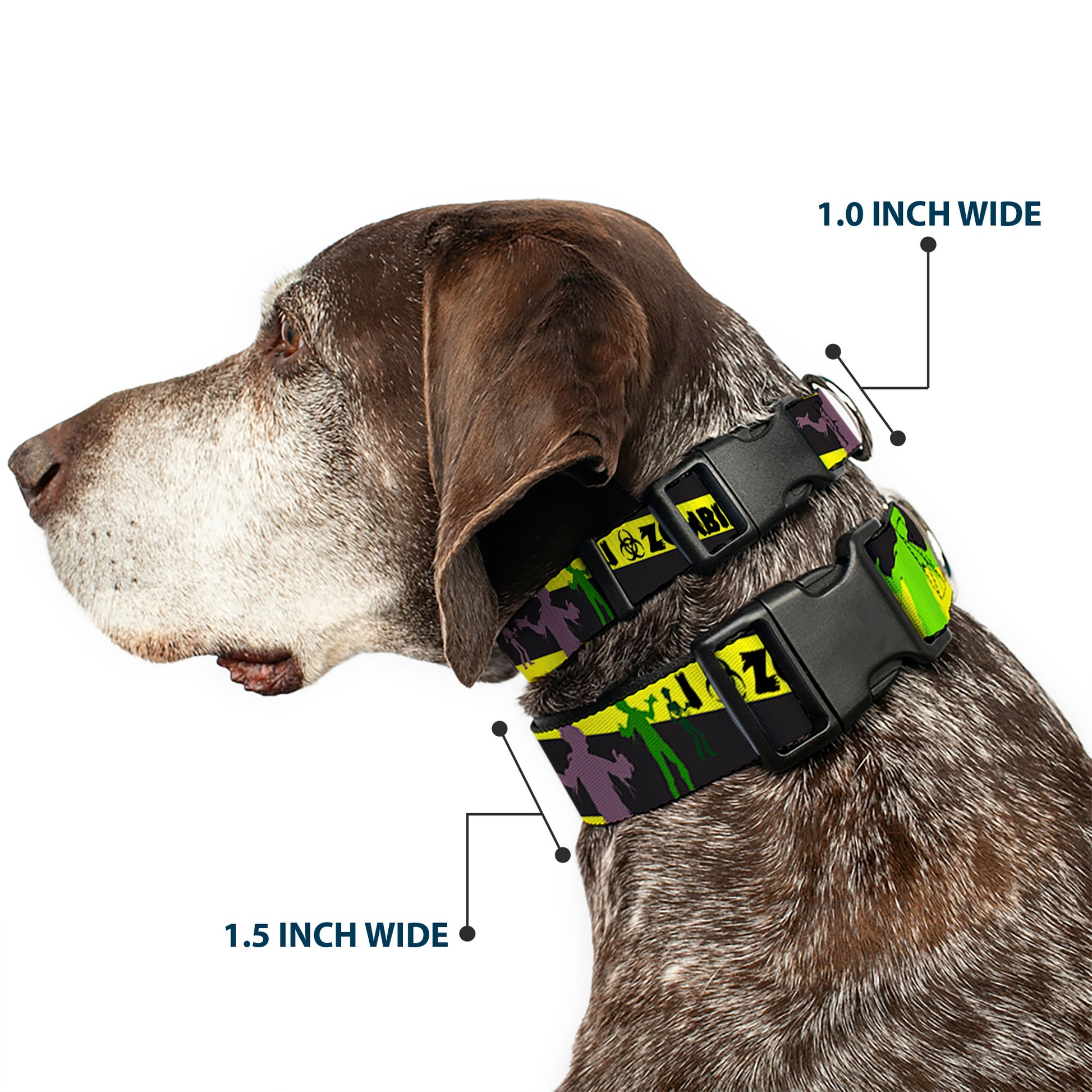 Plastic Clip Collar - Zombies Biohazard Black/Yellow/Green Plastic Clip Collars Buckle-Down