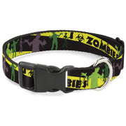 Plastic Clip Collar - Zombies Biohazard Black/Yellow/Green Plastic Clip Collars Buckle-Down