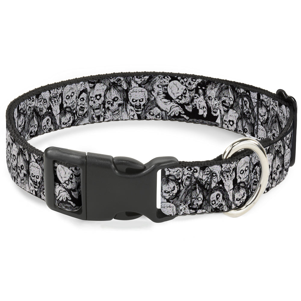 Plastic Clip Collar - Zombie Skulls Sketch Plastic Clip Collars Buckle-Down