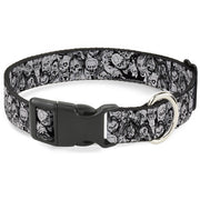 Plastic Clip Collar - Zombie Skulls Sketch Plastic Clip Collars Buckle-Down